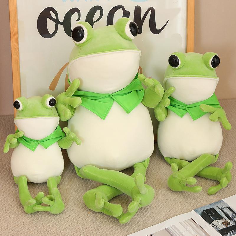 45/60/80CM Kawaii Cloak Frog Plush Toy Soft Stuffed Animal Lovely Hat Big Eyes Anime Doll Hug Pillow Birthday Xmas Gifts