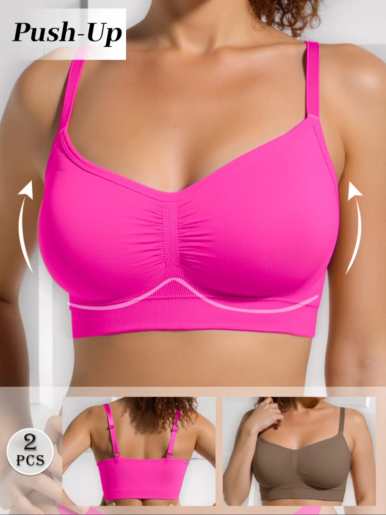 Wireless Seamless Sculpting V Neck Bra, Front Gathered Ruched Design, Side Boob Control, Smooth Back Panel, Skin Friendly Invisible Everyday Lingerie