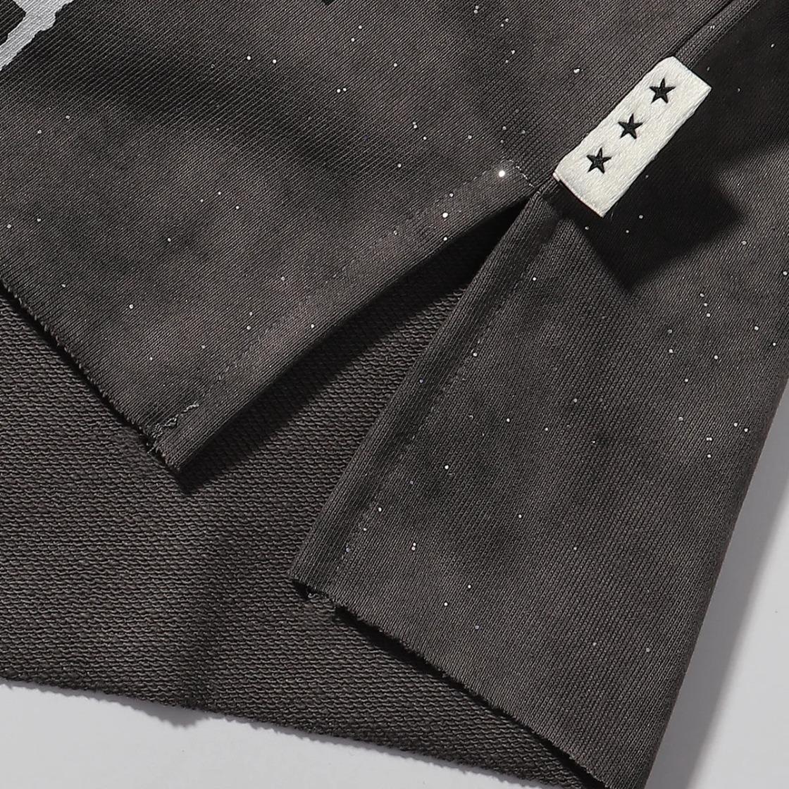 Sparkling Rhinestone Crew Neck T-Shirt, Unisex Loose Cotton Summer Tee, Plus Size, Bling Character Print, Washed Gray Full Diamond Cropped Top for Men Women