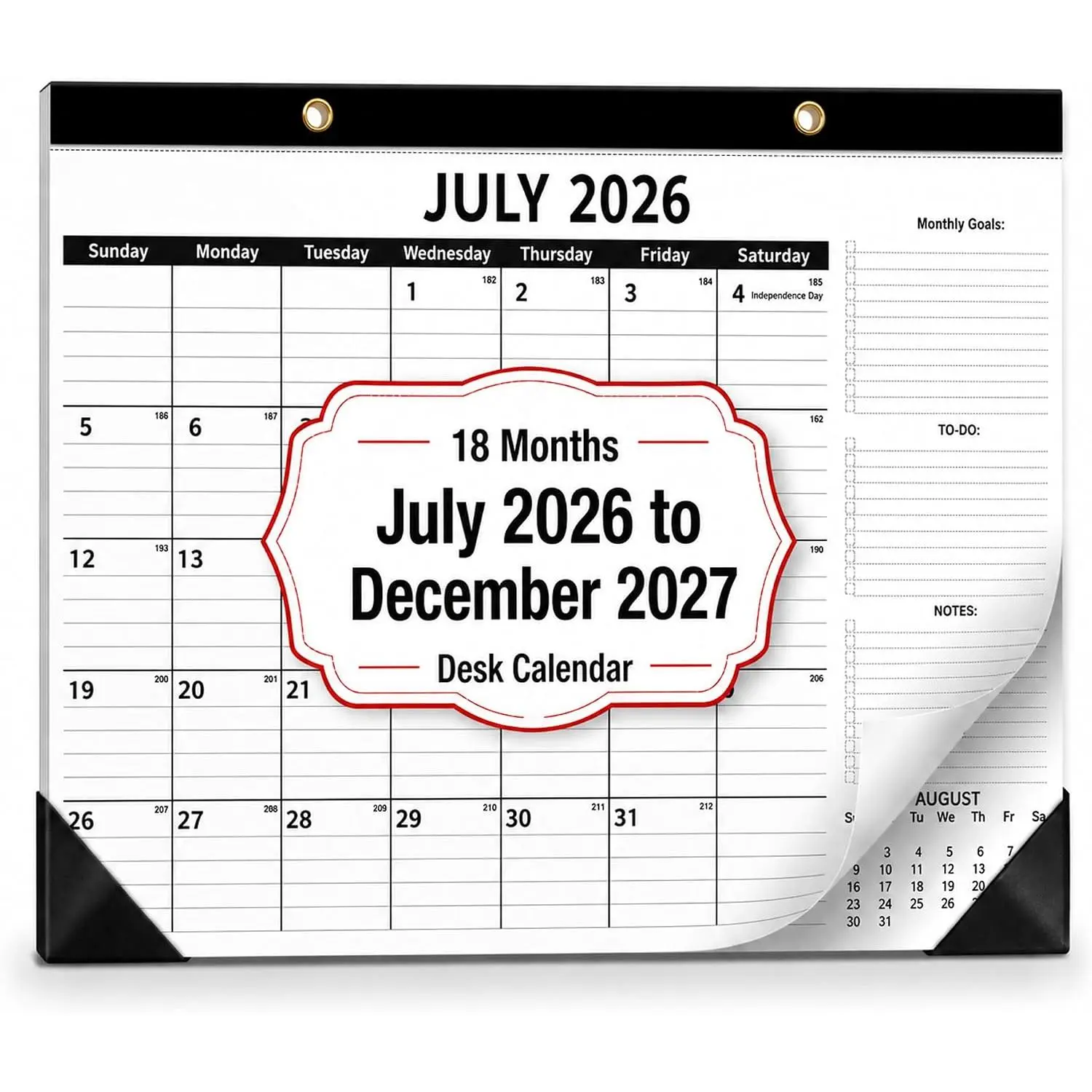 Desk Calendar 2026-2027 - 18 Month Family Monthly Planner (July 2026 - Dec 2027), 17" x 12" Large Calendar with Thick 120 GSM Paper,  PP Film Protector for  Organization & Kitchen