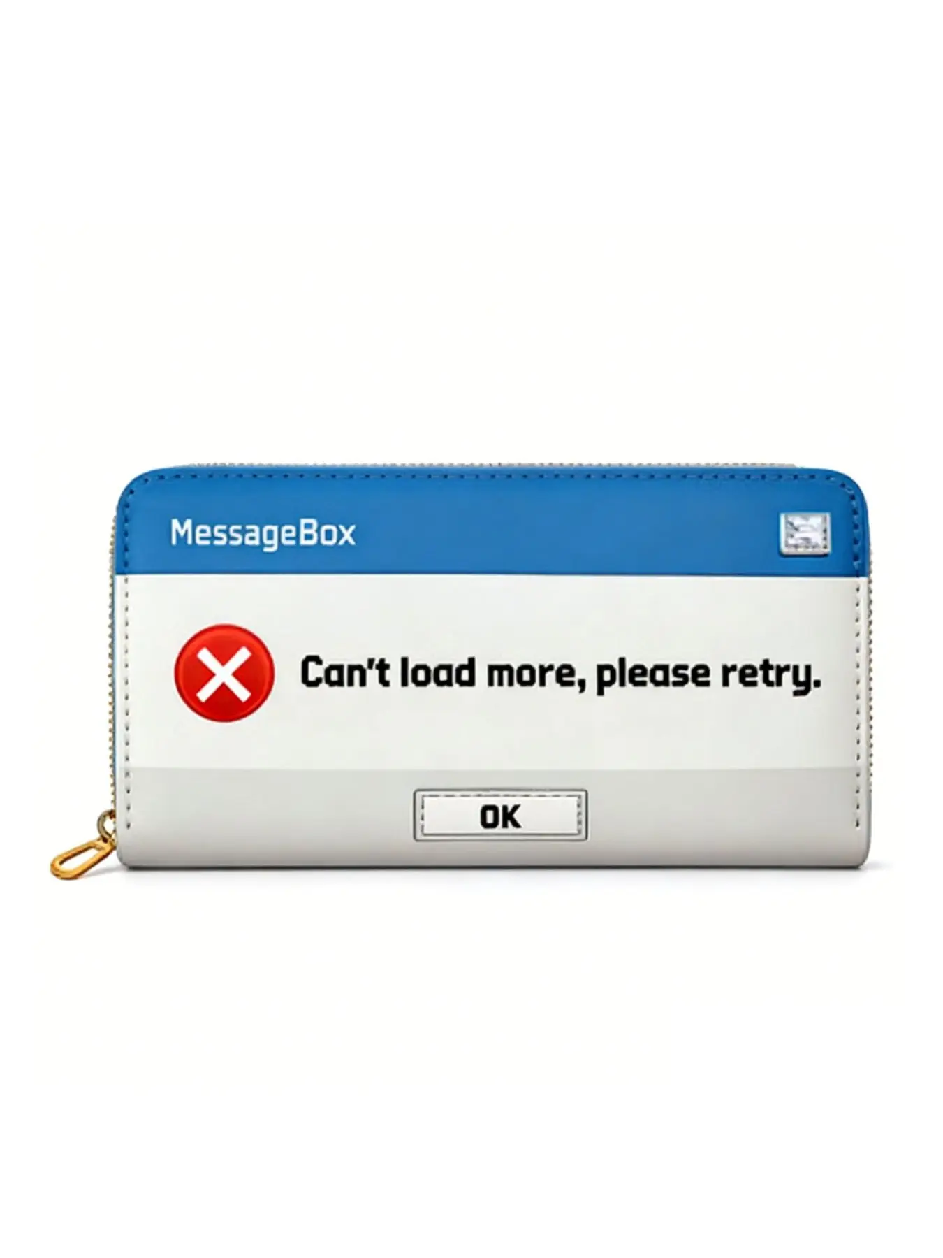 Women's Clutch Bag，Windows Messag Box "Can't load more, please retry." - Funny Ziper Long Wallet