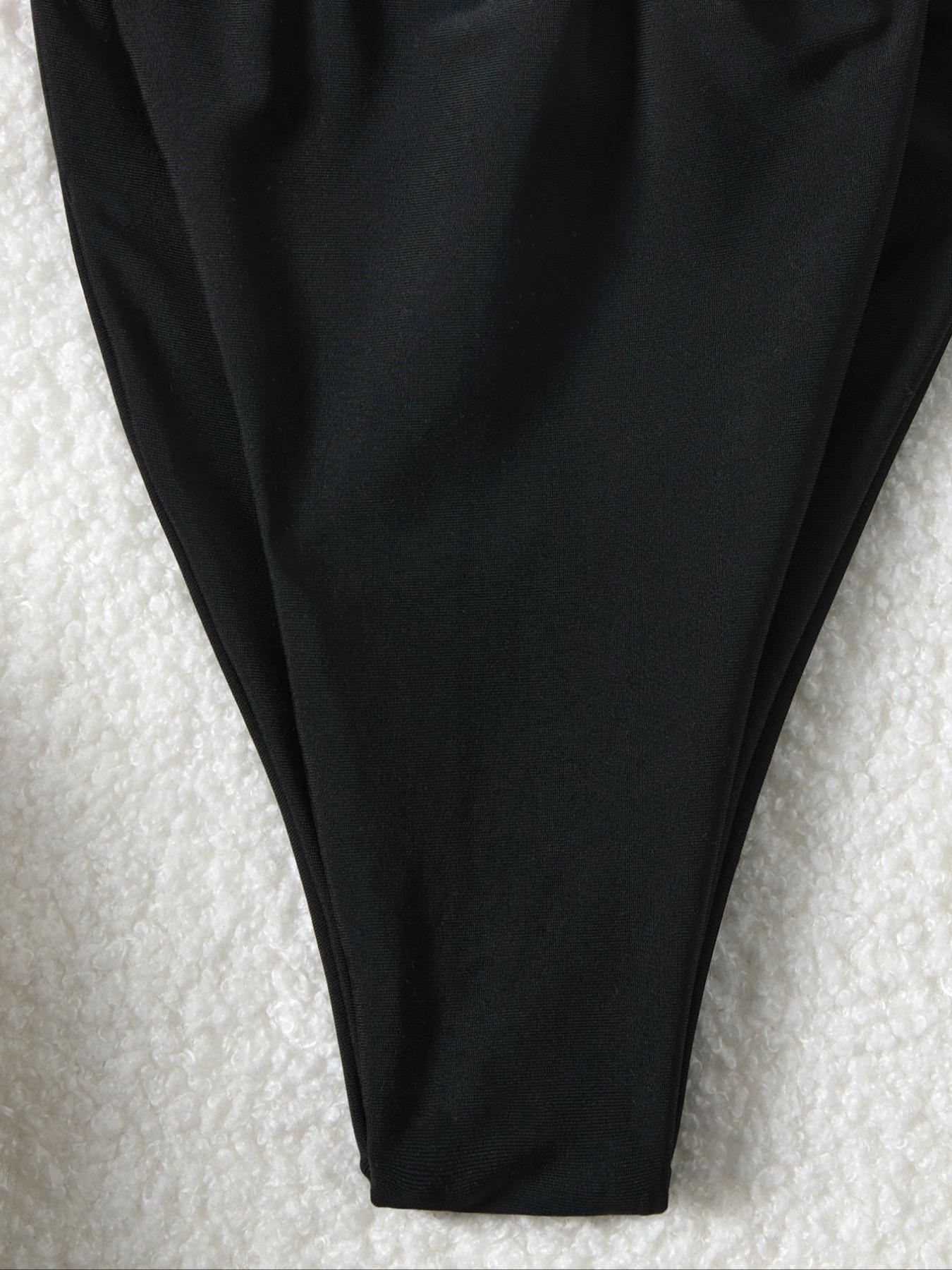 Two-Piece Set Women's Colorblock Bikini Set, Casual Fashion Chic Swimsuit Set for Beach Holiday Vacation, Ladies Swimwear for All Seasons, Triangle Bikini Top, Triangle Bathing Suit