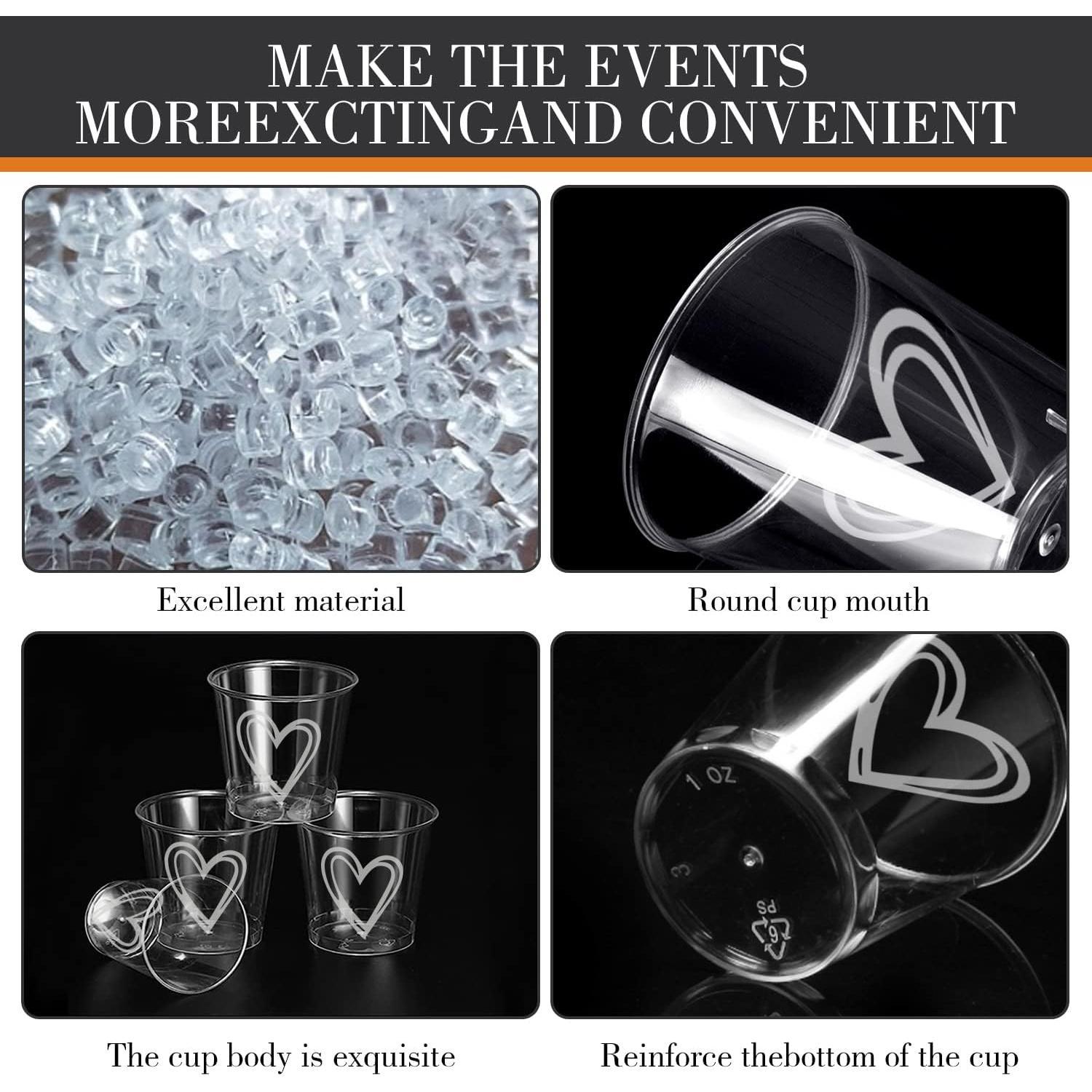 100 Pack Shot Glasses,1 oz Plastic Shot Cups Disposable,Clear Mini Shot Glasses,Small Plastic Cups for Birthdays,Tasting,Parties,Weddings (100)