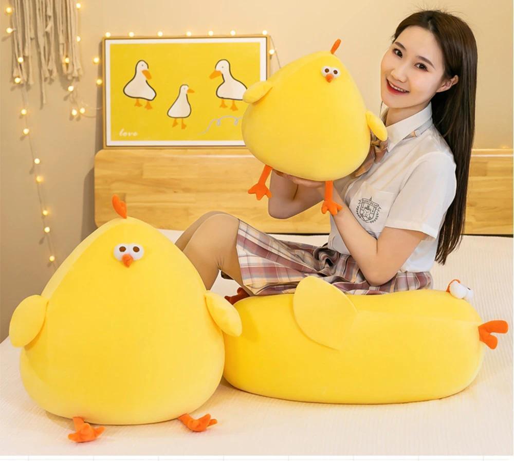 Funny Fat Chicken Plush Toys Pillow Soft Simulation Cute Plushie Dolls Neck Pillow Stuffed Animal for Boys Girls Festival Gifts