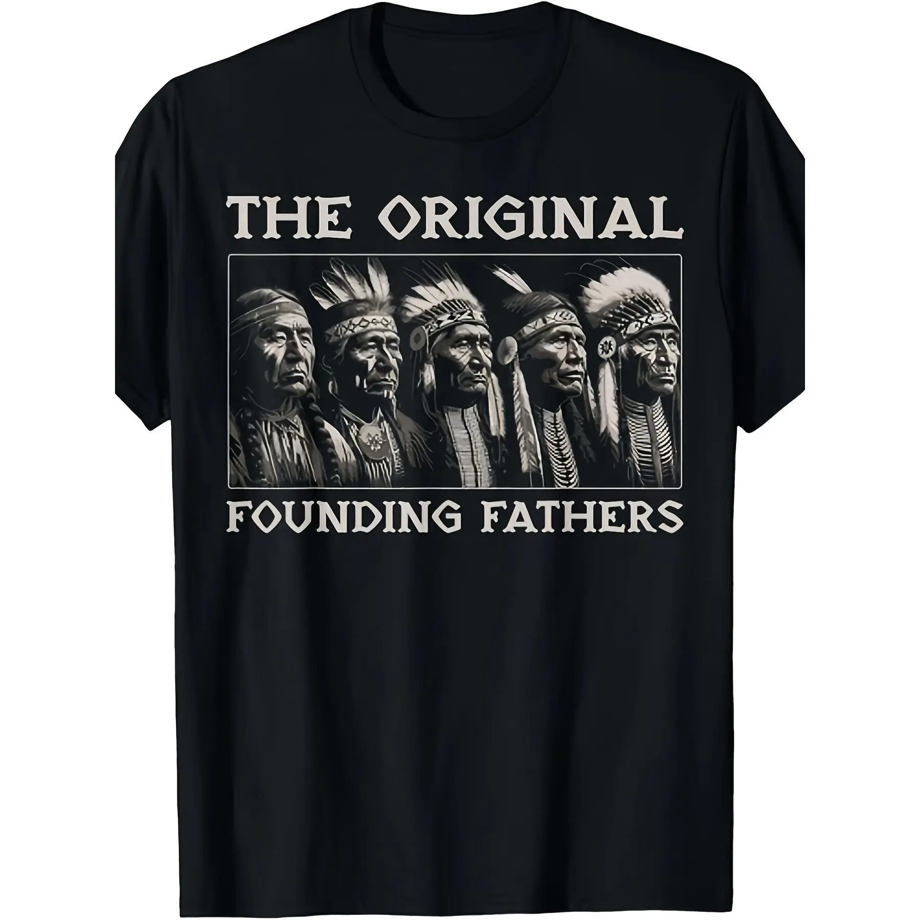 Original Father Retro Native American Indian T-Shirt- Black Retro Pattern T-Shirt, Printed with Tribal Head Design, Unisex Street Style, Comfortable Crew Neck Short Sleeve Shirt, Suitable for Men and Men, Four Seasons Casual Wear, Street Fashion S