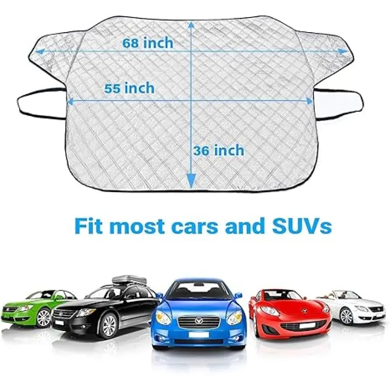 Car Windshield Snow Cover,Car Windshield Snow Ice Cover with 4 Layers Protection,Snow,Ice,Sun,Frost Defense,Extra Large Windshield Winter Co