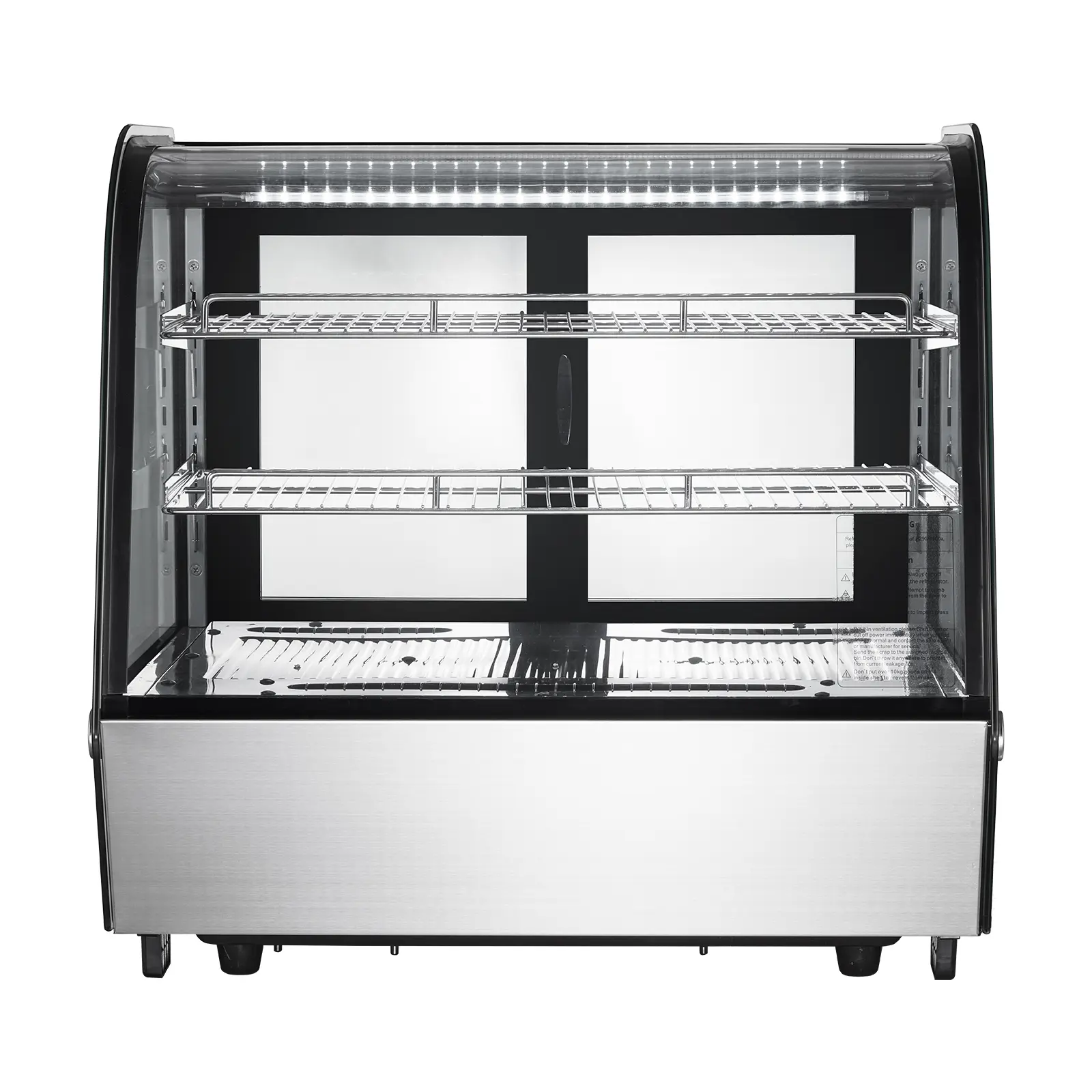 Refrigerated Display Case, 230W Power, Stainless Steel + Tempered Glass Construction, With LED Lighting, Quick Cooling