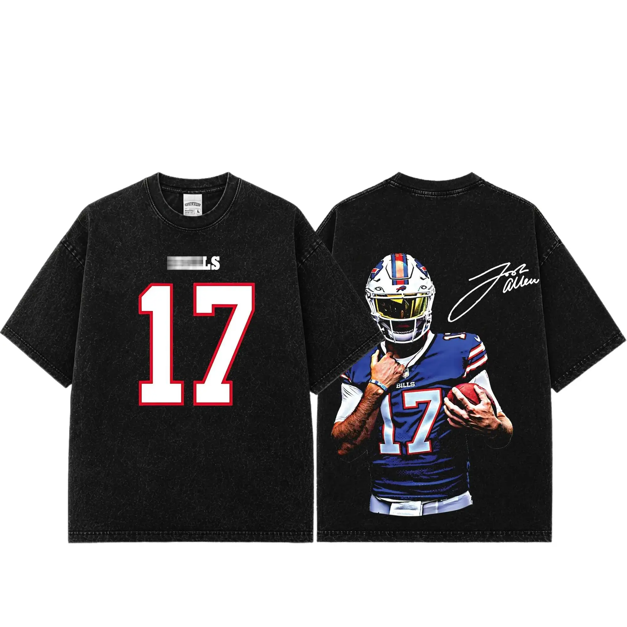 [Sale Up To 50%] Unisex Josh Allen#17 Premium Acid Washed Cotton T-Shirt, Buffalo Football Fan Graphic Tee, Vintage Game Day Shirt, Heavyweight Washed Tee, Unisex Football Apparel Gift