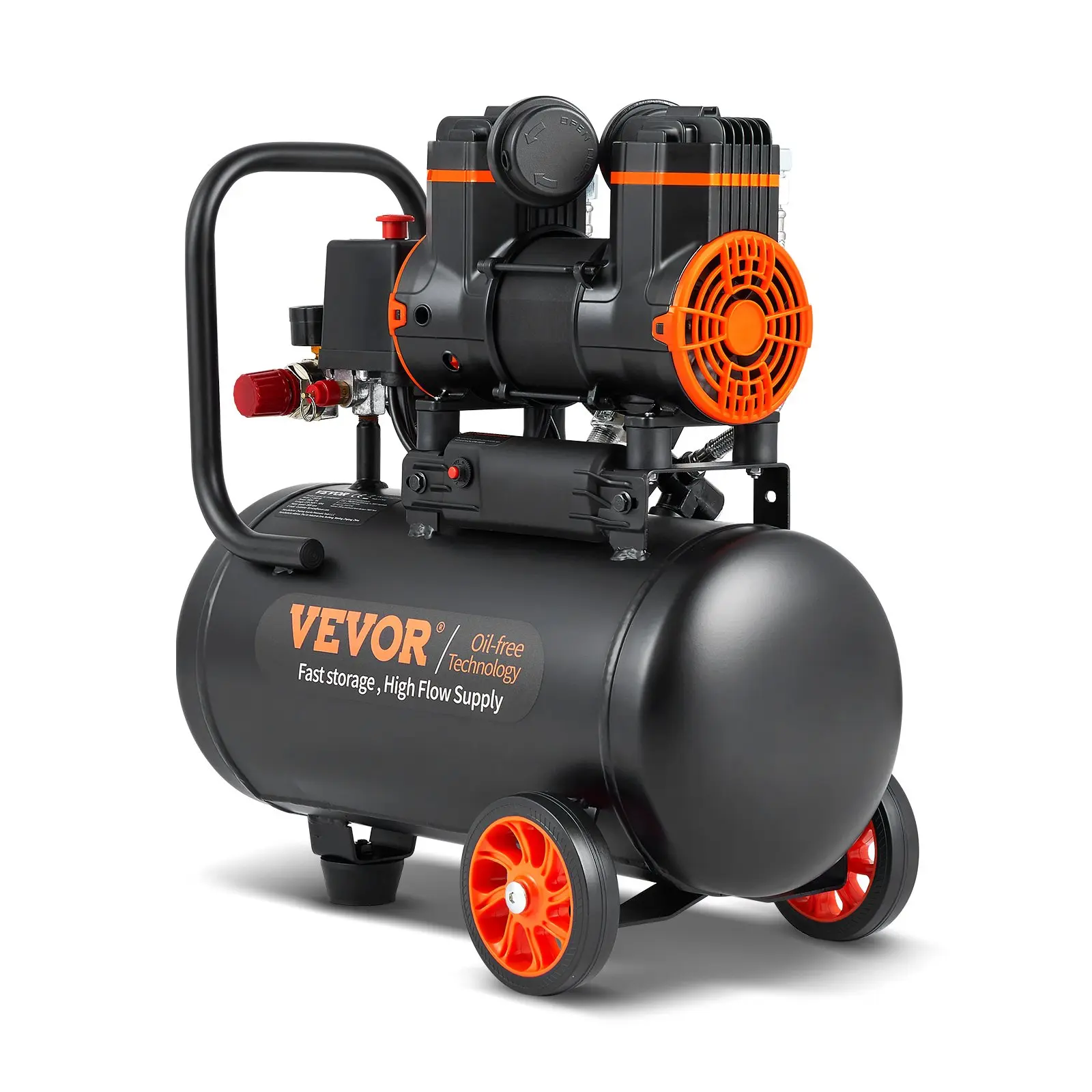 【DealsForYouDays】VEVOR 4.8 Gallon Air Compressor, 1.2HP 2.2 CFM90PSI Oil Free Air Compressor Tank Max. 116PSI Pressure, 70 dB Ultra Quiet Compressor for Auto Repair, Tire Inflation, Spray Painting, Woodwork Nailing