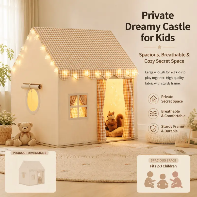 Castle Game Tent, Spacious Design, Stable Frame, Breathable Comfort, Ideal for Indoor Play, Perfect for Kids' Fun Activities, Pretend Play Tent, Play House Tent