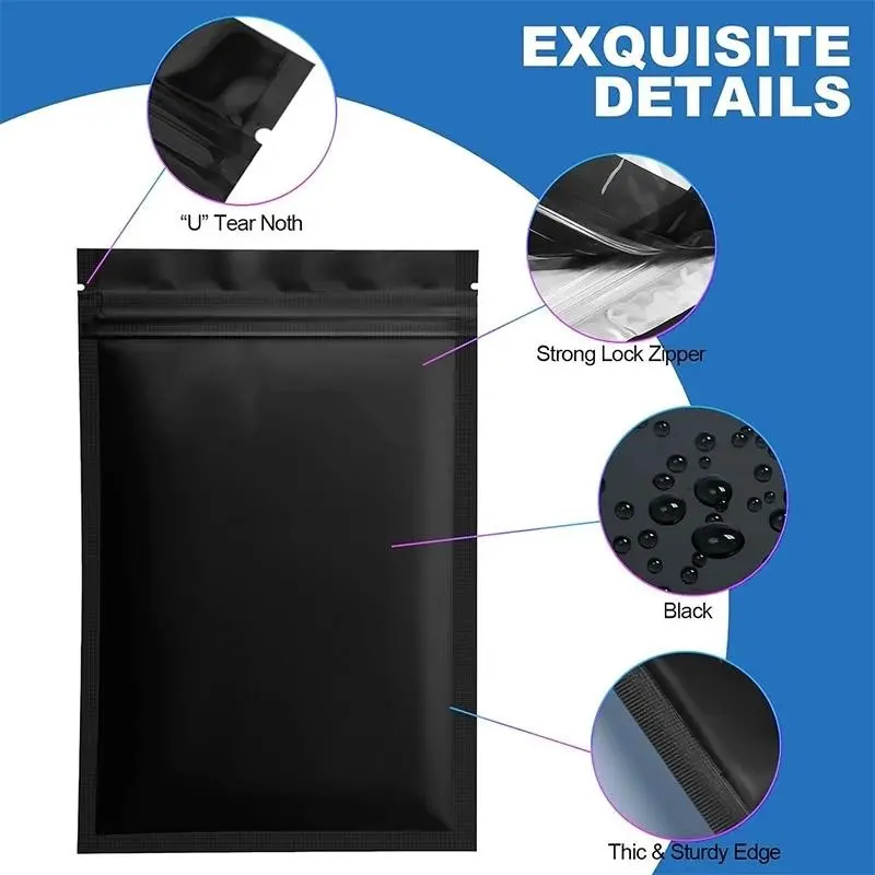 100 Pack Reusable Sealed Zipper Bags, Resealable Pouches, Jewelry Sample Blind Bags, Small Business Packaging Supplies, Non-Transparent Bags, Reusable Storage Bags