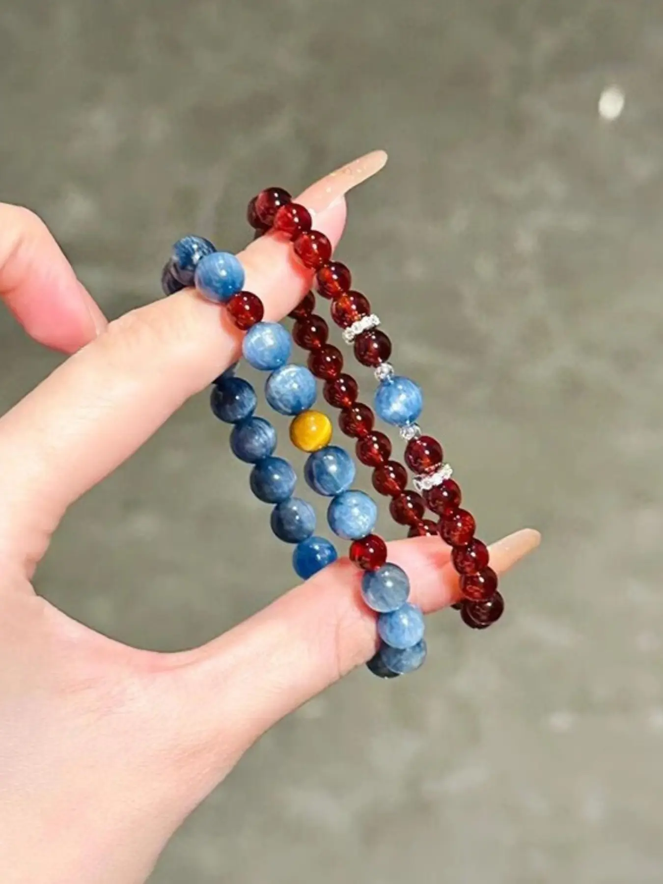 Two-Piece Energy Stone Bracelet Set, Tanzanite Blue Quartz, Unique Vintage Layered Design, Perfect Gift for Friends, Enhances Luck and Protection