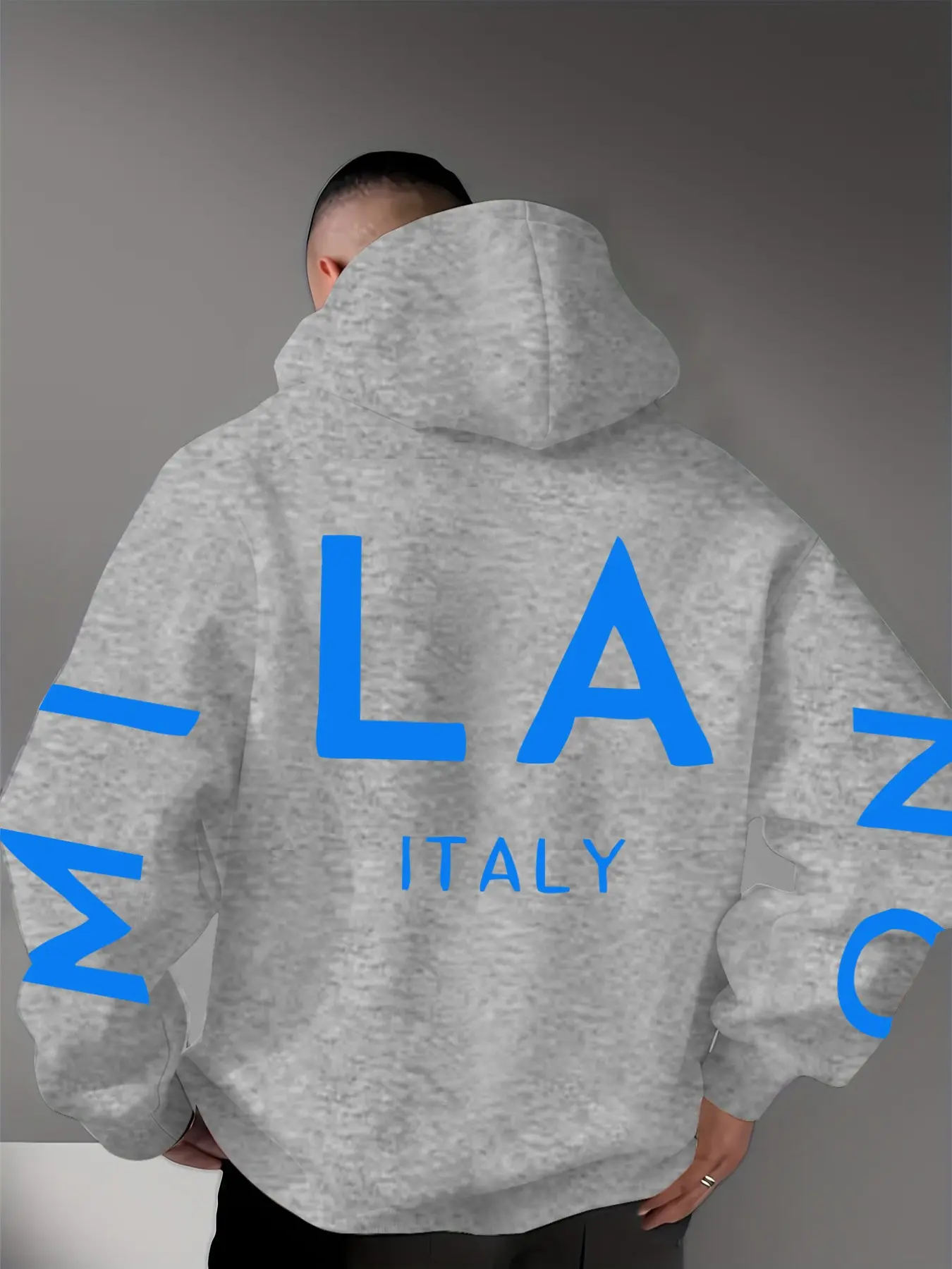Men's Casual Hooded Sweatshirt, La & Italy Print, Animal Pattern, Loose-Fit, All Seasons, Street Fashion