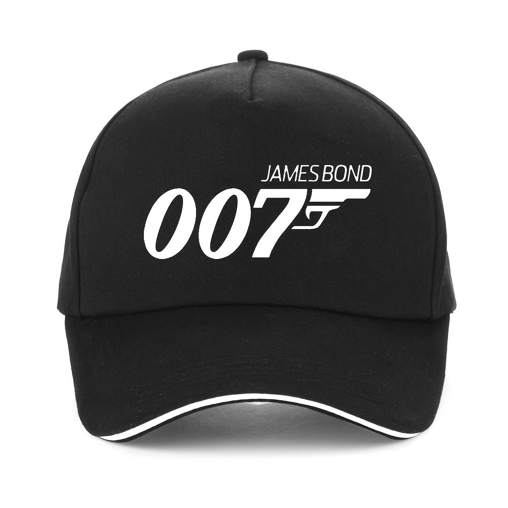 [James Bond Cap] James Bond 007 Adjustable Snapback Baseball Cap - Lightweight & Breathable, Unisex Black with White Lettering |   Snapback Hat |   Sports Cap
