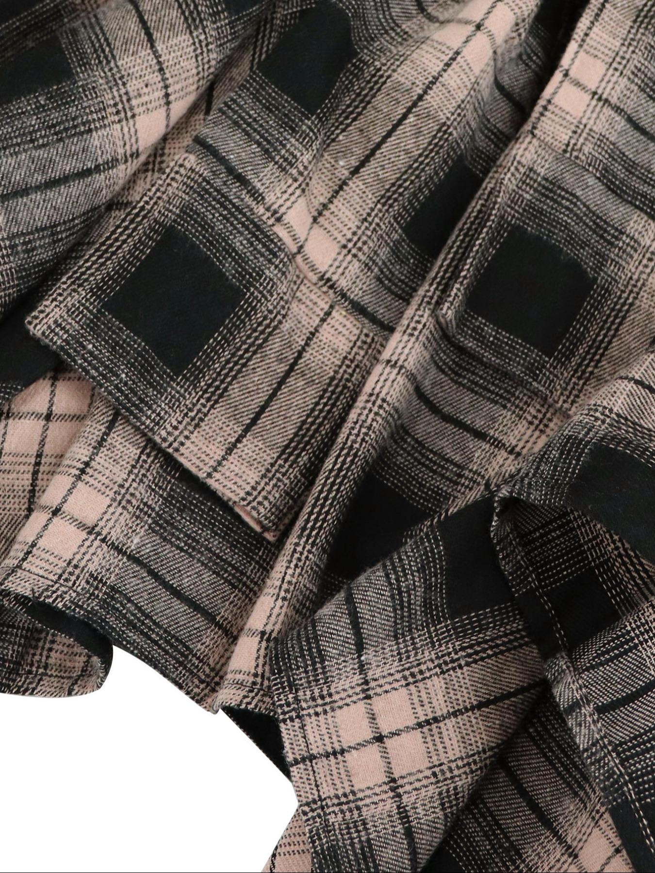 Women's Plaid Print Knot Front Asymmetrical Skirt, Casual Fashion Skirt for Daily Outdoor Wear, Women Clothes for Fall & Winter, Womenswear