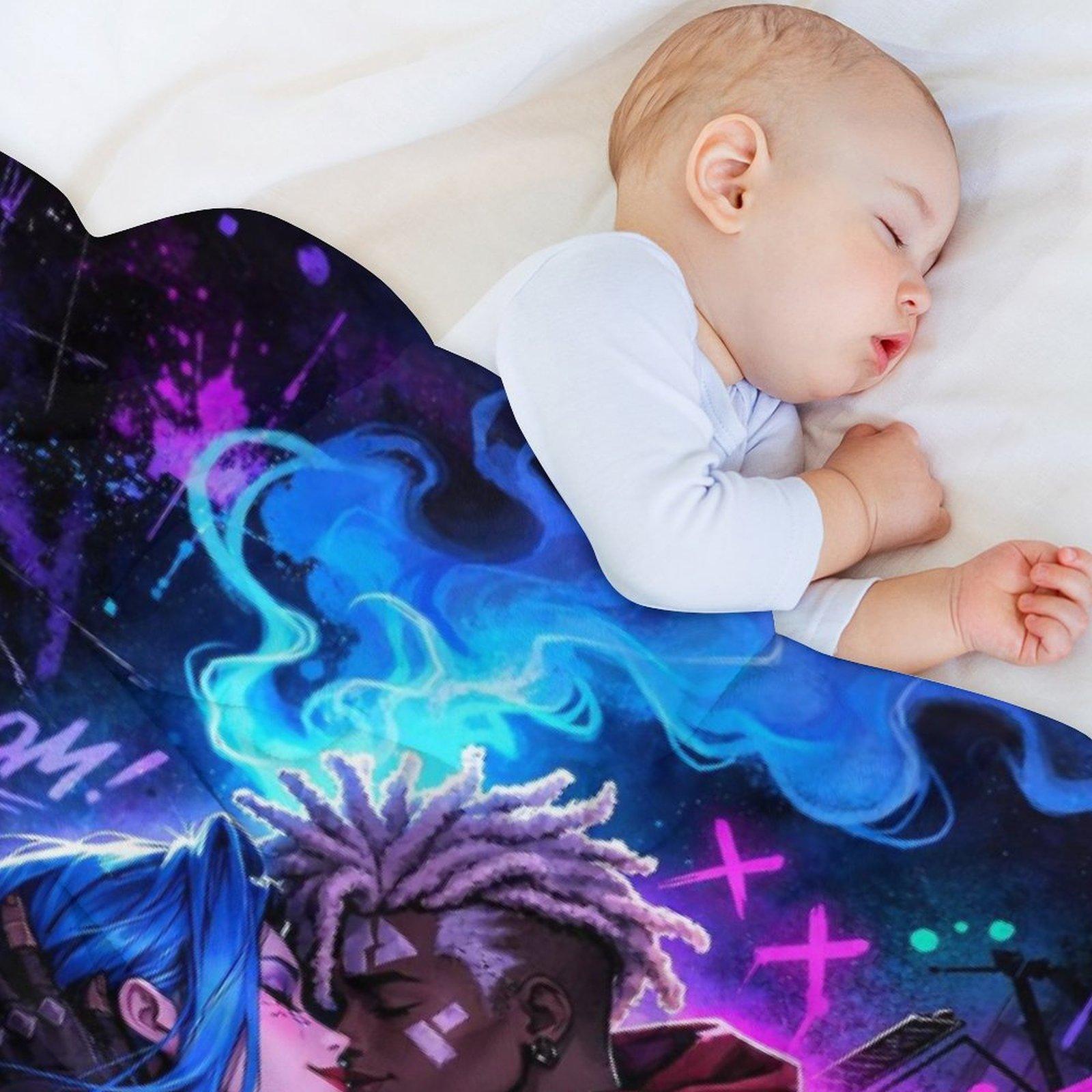 Jinx & Ekko "Neon Graffiti" Couple's Blanket | *Arcane* Anime Epic Flannel Throw Blanket
