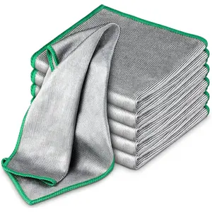 Streak Free Lint Free Microfiber Glass Polishing Cleaning Cloth, Miracle Easy Clean Rags for Glasses Kitchen Dish Mirrors, Pack of 6, 12" x 12"