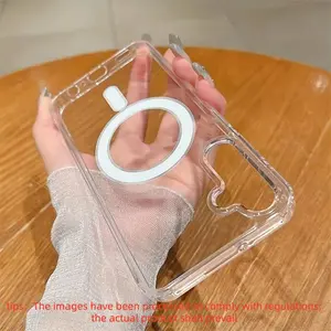 Magnetic Charge Cellphone Smartphone Case Cover for Samsung Galaxy S25 S24 S23 S22 S21 Ultra Plus FE S25 Edge A15 A16 A26 A35 A36 A54 A55 A56 Ultra-Clear Transparent Acrylic Slim Protective case