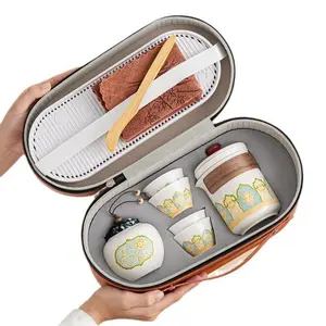 Traditional Portable Chinese Kung Fu Tea Set - Lightweight Travel "Quick-Cup" Gift Box Set, Ideal for Home Tea Enjoyment or Outdoors Friend Sharing
