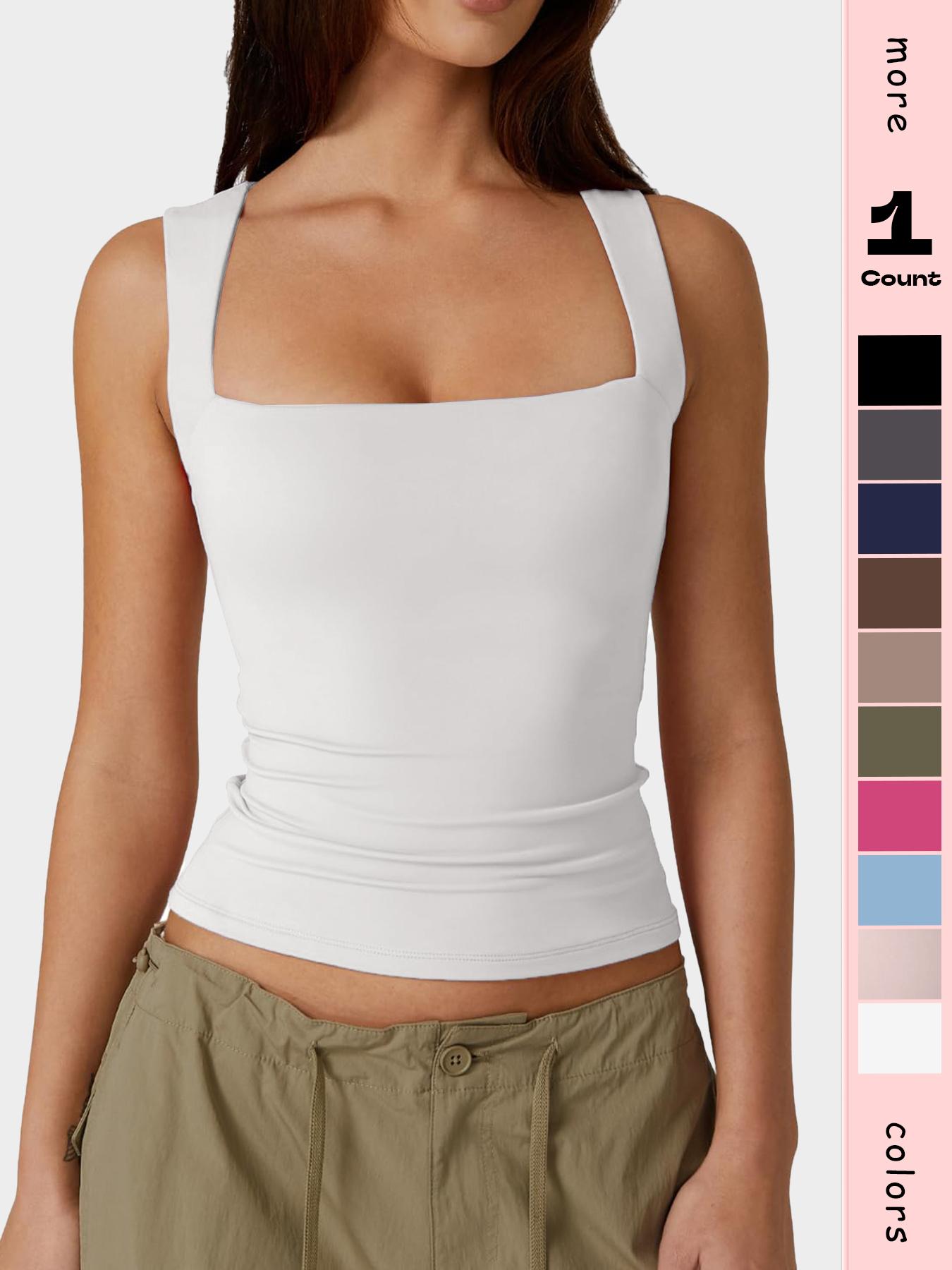 Women's Solid Square Neck Loungewear Top, Casual Slim Sleeveless Basic Top for Daily Wear, Ladies Sleepwear & Loungewear for All Seasons, Minimalist, Casual Comfy Camisole, Cami Tank Top, Camisole Shirts, Camisole Tank Tops