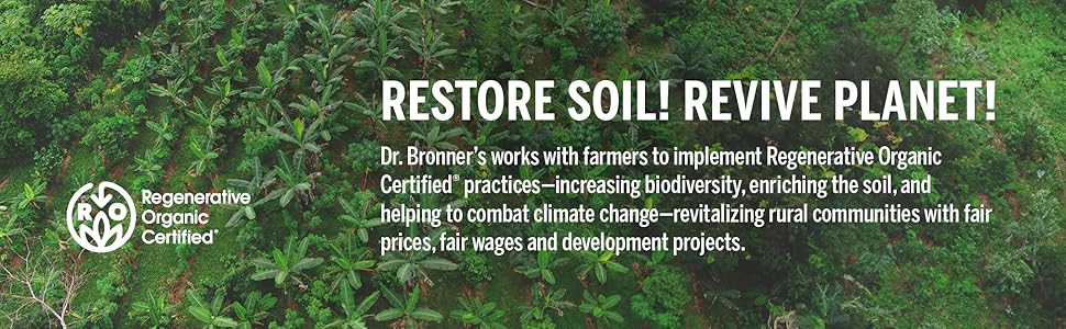 Pure-Castile Liquid Soap- Made with Regenerative Organic Certified Oils- 18-in-1 Uses for Face, Body, Hand, Hair, Laundry & More- Vegan, Non-GMO- Body Wash- Peppermint,32oz