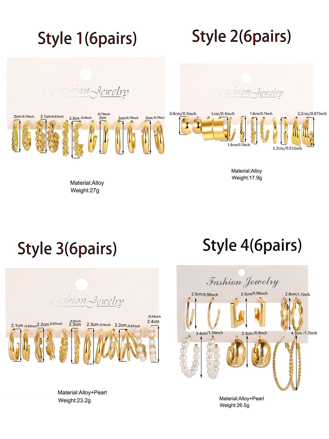 Faux Pearl Decorated Geometric Design Hoop Earrings, Summer Outfits 2024 Matching Earrings Set, Jewelry Accessories for Women & Girls, Fashionable Jewelry Accessories