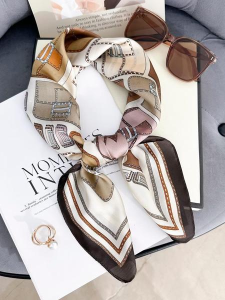 70cm Women's Bag Pattern Printed Scarf, Stylish Neck Decoration, Versatile Hairband and Belt for Spring & Fall Fashion, Fashion Hair Scarves