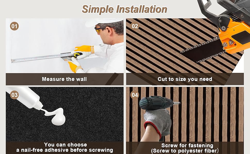 AKK-PANE Acoustic Wood Slat Wall Panels, 2-Piece 47.2"x23.6" 15.5ft²-3D Fluted Soundproof Wood Panels for Wall & Ceiling, Sound Absorbing Decorative Wooden Panel for Home & Office