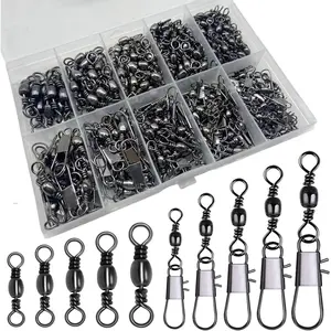 260Pcs/Box with Stainless Steel Fishing Barrel Swivels 150Pcs /Barrel Swivels with Snaps 110Pcs Mix,High Strength Connector  Quick Change Fishing Lure or Line Tackle Saltwater Freshwater