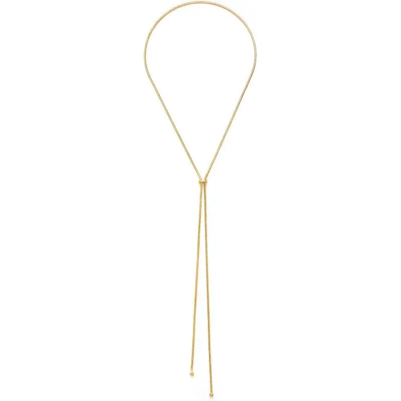 14K Gold Plated Y-Shaped Lariat Necklace for Women, Adjustable Dainty Layered Chain with Teardrop Pendant, Elegant Long Drop Necklace for Wedding Party Gift