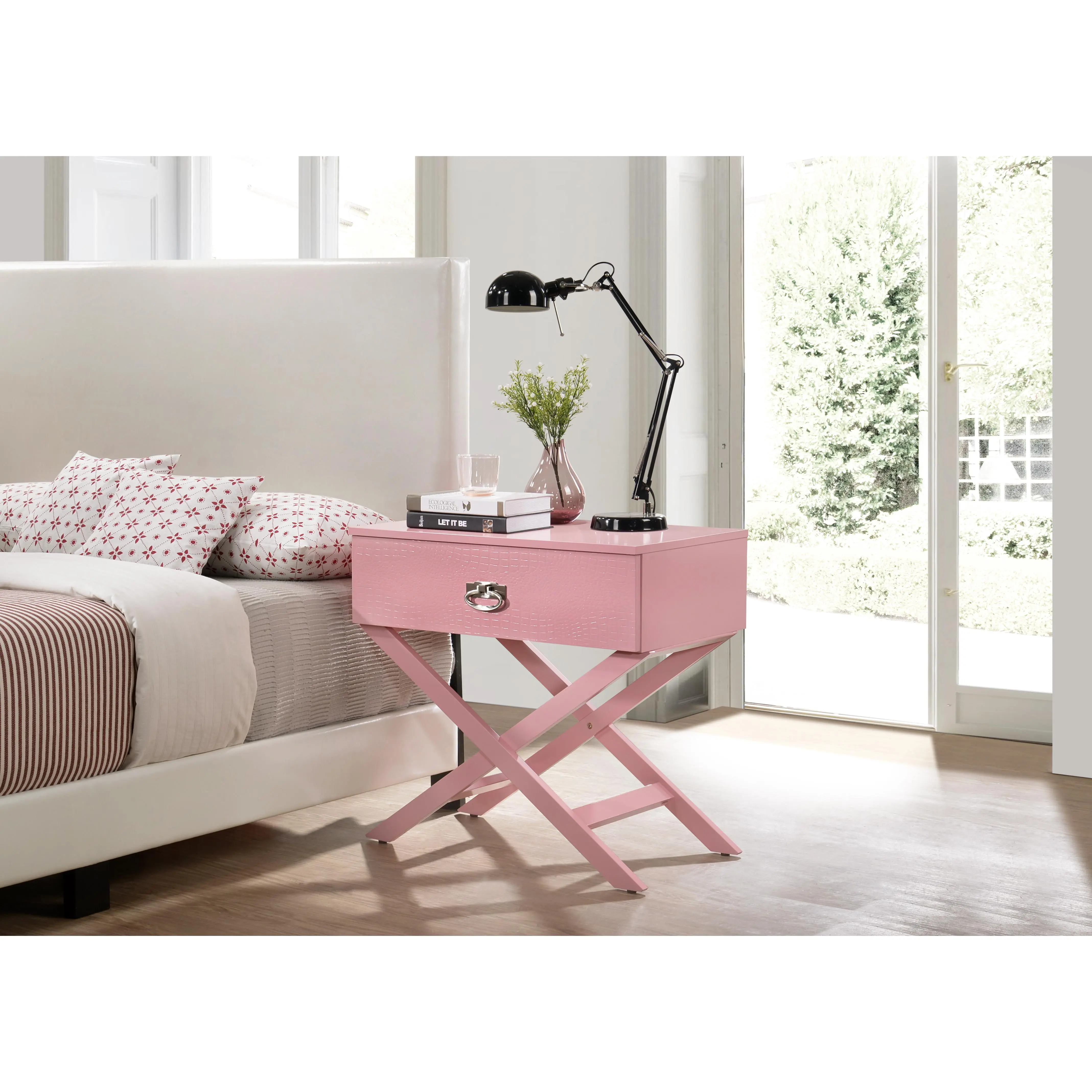 ARCH Charming Pink Nightstand for Modern Spaces, Compact Bedside Table with Storage Shelf, Sturdy Night Stand for Bedroom, Living Room, Guest Room, Small Space Furniture, Easy Assembly, 1-Pack, Bedroom Bedside Table for Bedroom, Guest Room, Dorm