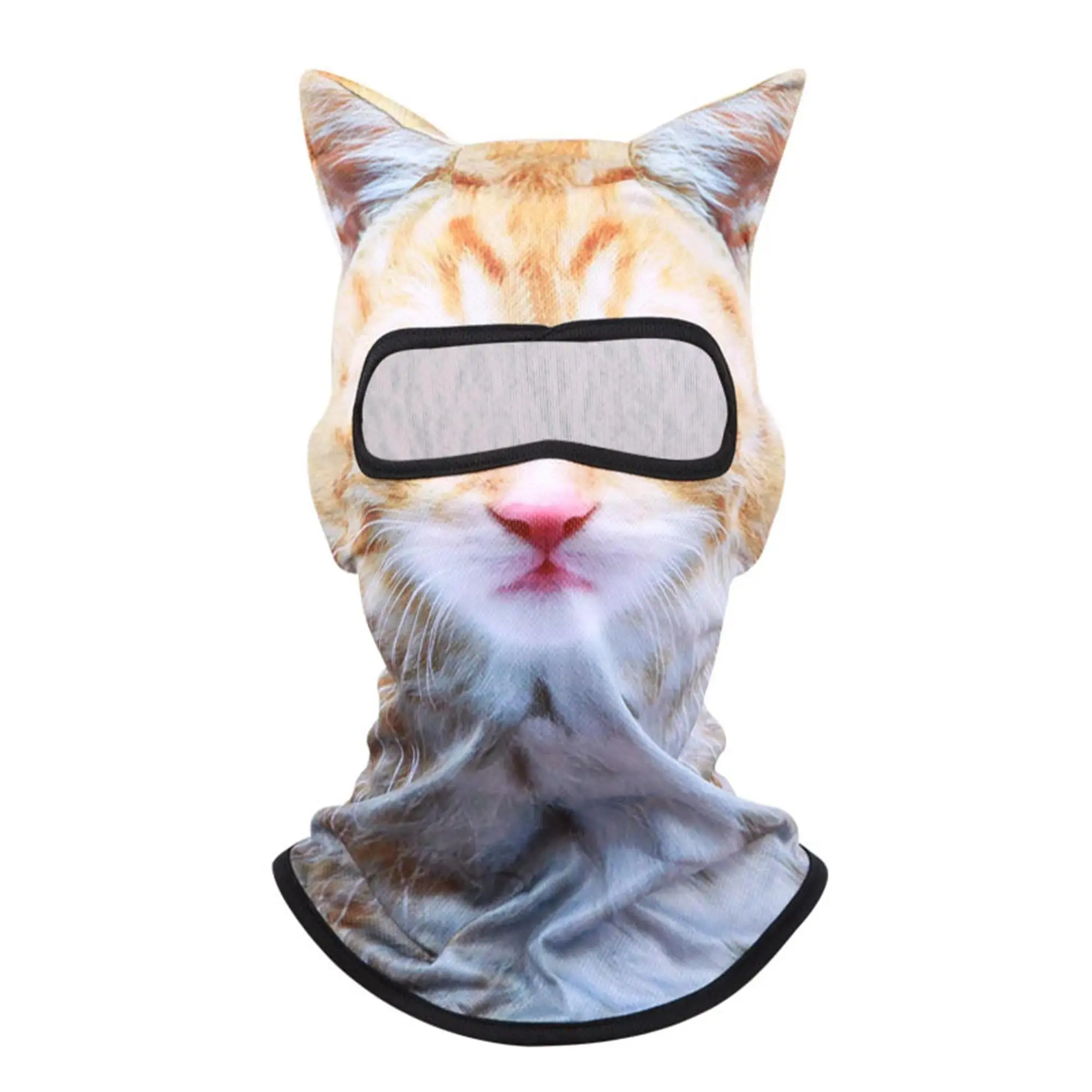 Breathable 3D Cat-Ear Face Mask for Outdoor Activities – UV-Protective, Moisture-Wicking, Digitally Printed Reusable Fabric Cover Ideal for Skiing, Cycling, Festivals, Hiking, and Seasonal Wear