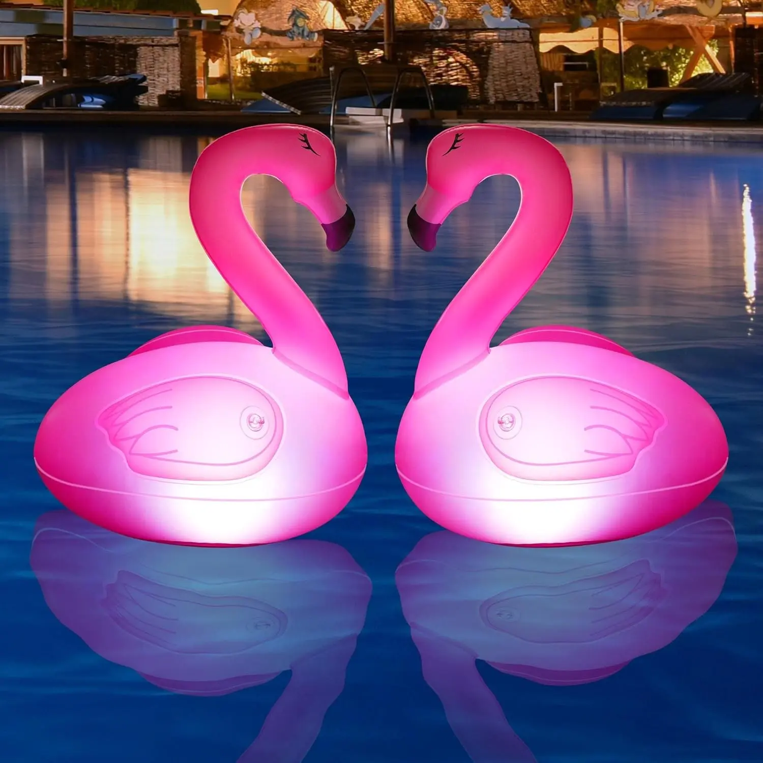 Solar Flamingo Pool Lights, 2 Pack Floating Waterproof Glow in The Dark Inflatable Decor for Swimming Pool, Party, Garden, Patio, Outdoor(Gift)
