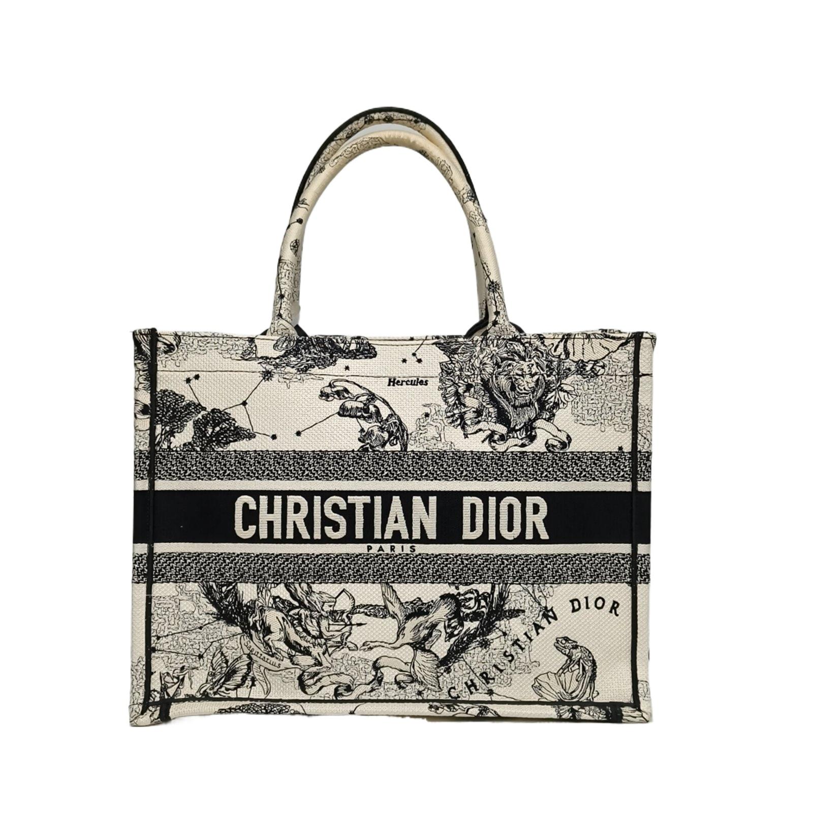 Pre-owned Dior 【Diz】DIOR Book Tote Medium 36 Cream Canvas Pristine
