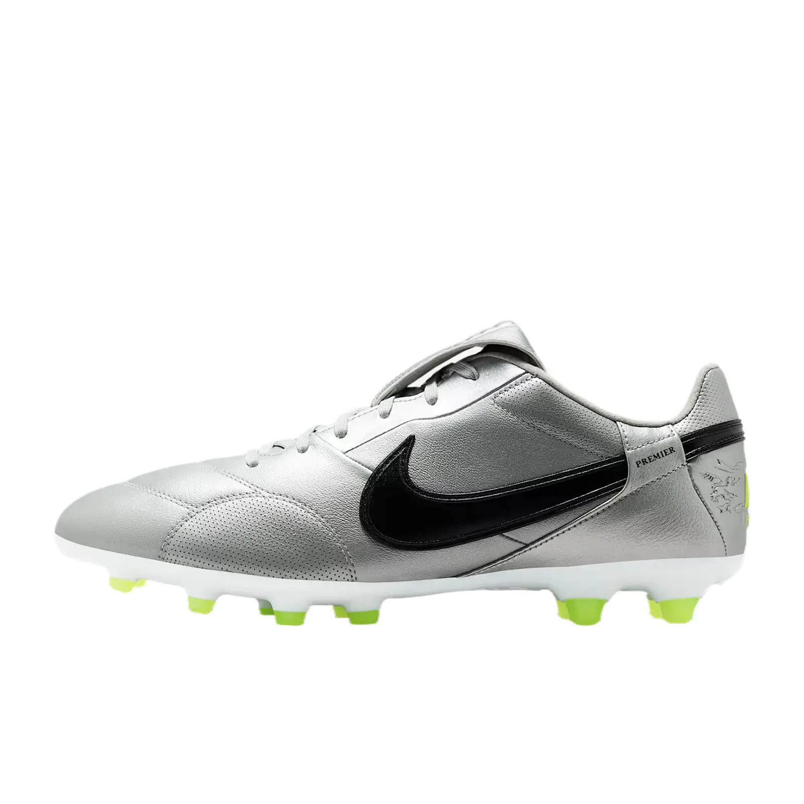 NIKE Men's Premier 3 Low FG 'Metallic Silver Volt' Casual Soccer Trainers, HM0265-004, Low Cut, FG Sole
