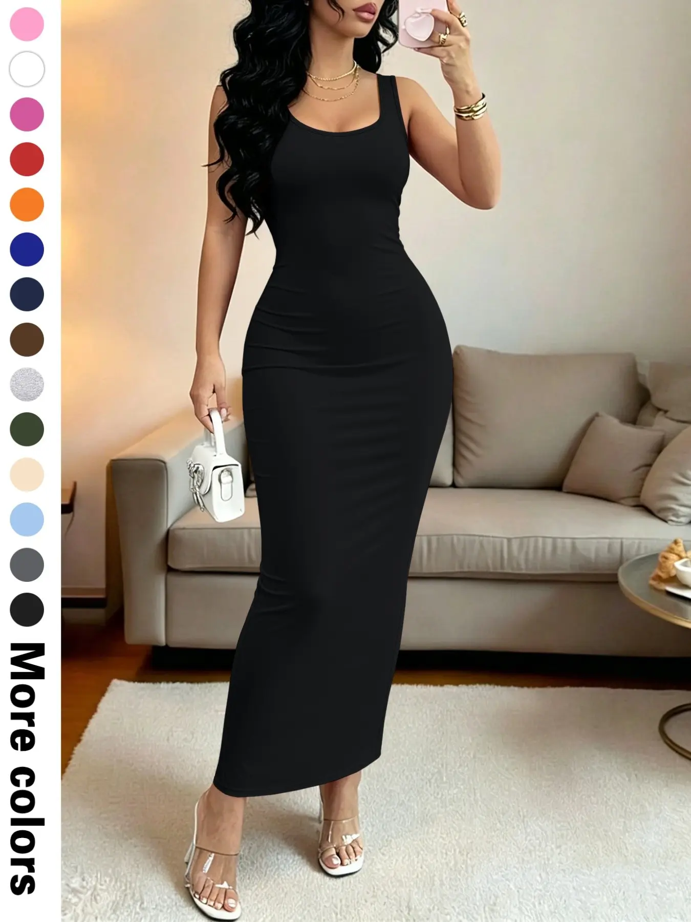 Women's Summer Casual Slim Fit Sleeveless Long Bodycon Maxi Dress, 14 Color Options, Simple Chic Style, Perfect for Warm Weather, Beach Summer Dress
