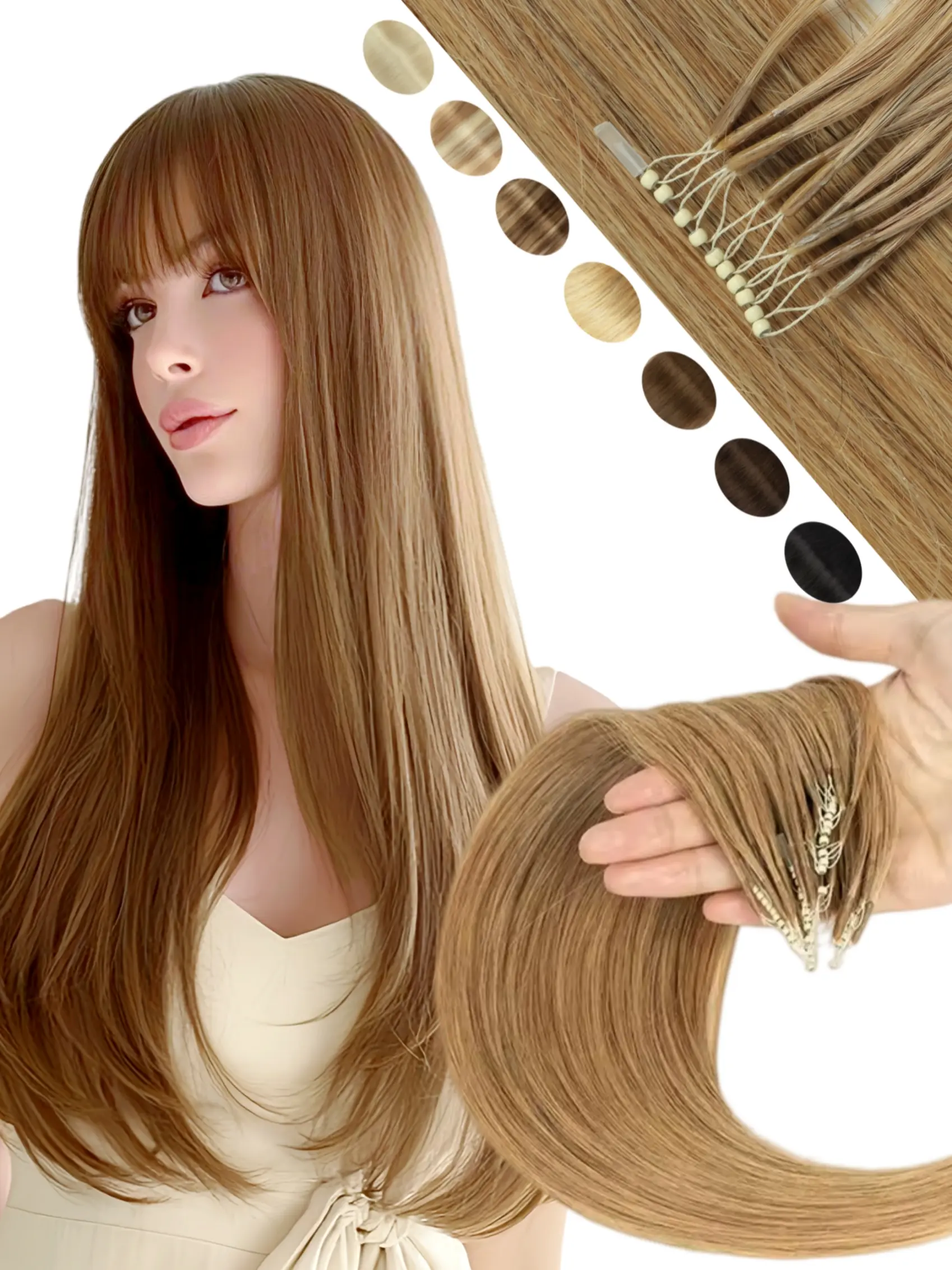 50 Strands Salon Quality 8D Nano Ring Human Hair Extension, Natural Look, 30.48-55.88 Cm, 30g/pack, Enhance Your Beauty