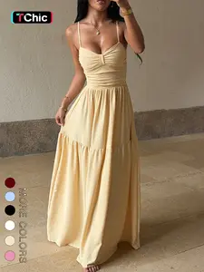 Women's Holiday Style Strapless A-Line Dress, Elegant Evening Gown, Perfect for Parties & Special Occasions, Chic Summer Fashion