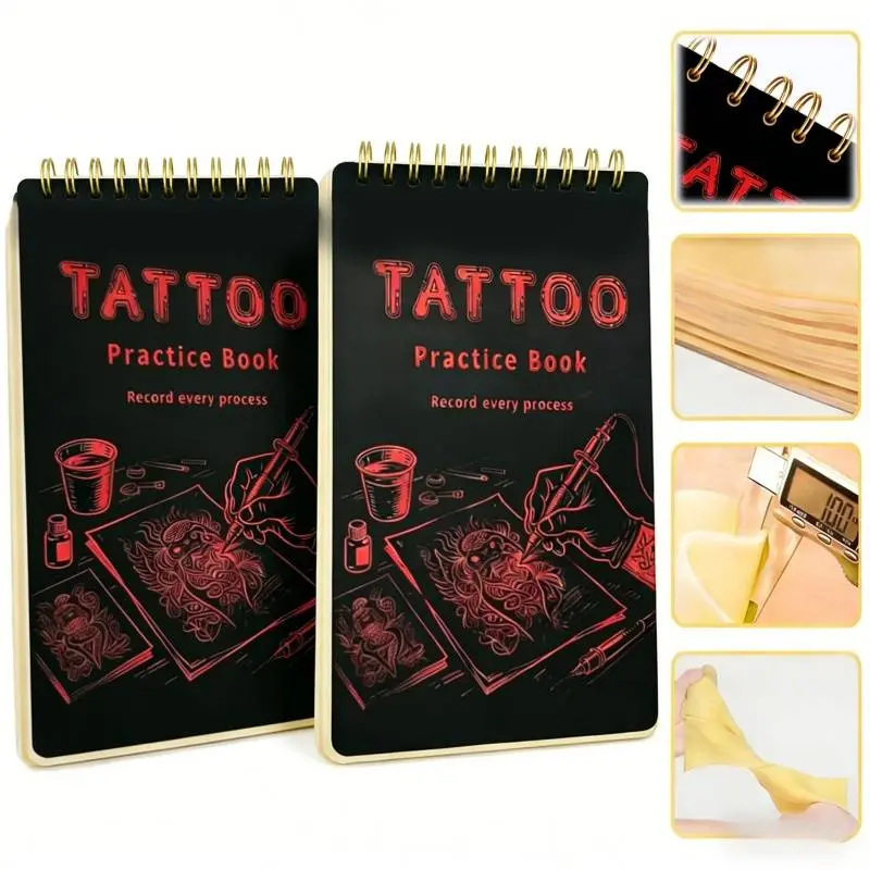 10 Blank Practice Skins, a 2.03oz Bottle of Glossy Black Tattoo Ink, And Soft Double-Sided Realistic Skin with a Smooth Texture - Perfect for Eyebrow Microneedling Tattoo Practice