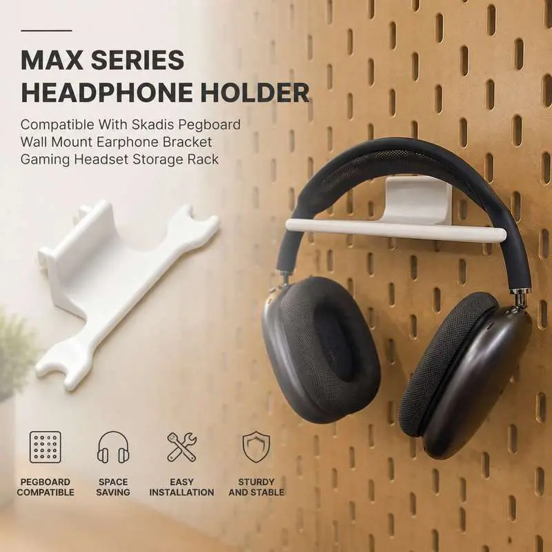 Skadis Pegboard Over Ear Headphone Holder Large Headset Wall Mount Gaming Audio Gear Storage Organizer Rack