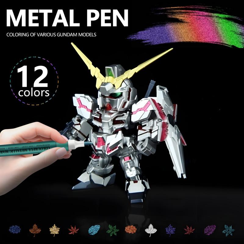 12 Colors Metallic Acrylic Paint Pens for Rock Painting, Soft Brush Tip Metallic Marker for Rock Painting, Ceramic, Glass, Canvas, Mug, Wood, Easter Egg, Waterproof Paint DIY Crafts Making, Diy Painting Supplies