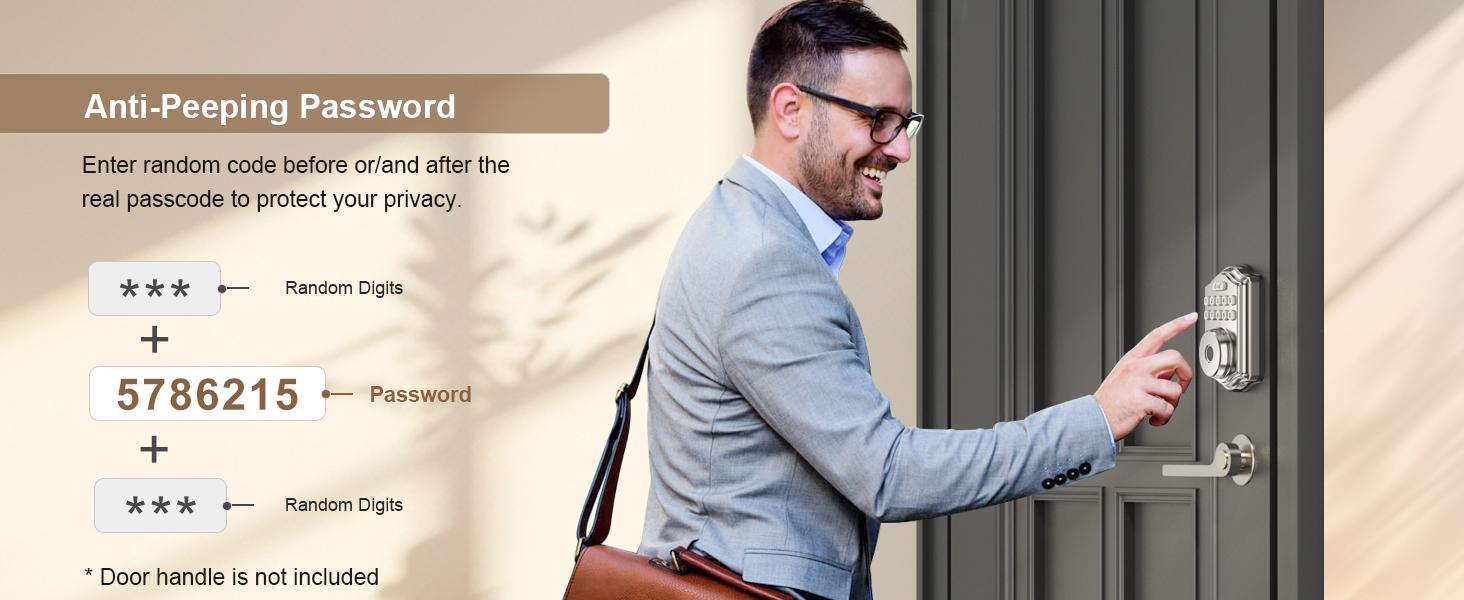 52HZ Fingerprint Door Lock, Keyless Entry Door Lock with Code, Voice Guidance Keypad Deadbolt Locks for Front Door, Anti-Peeping Password, Auto Lock, Easy to Install, Satin Nickel