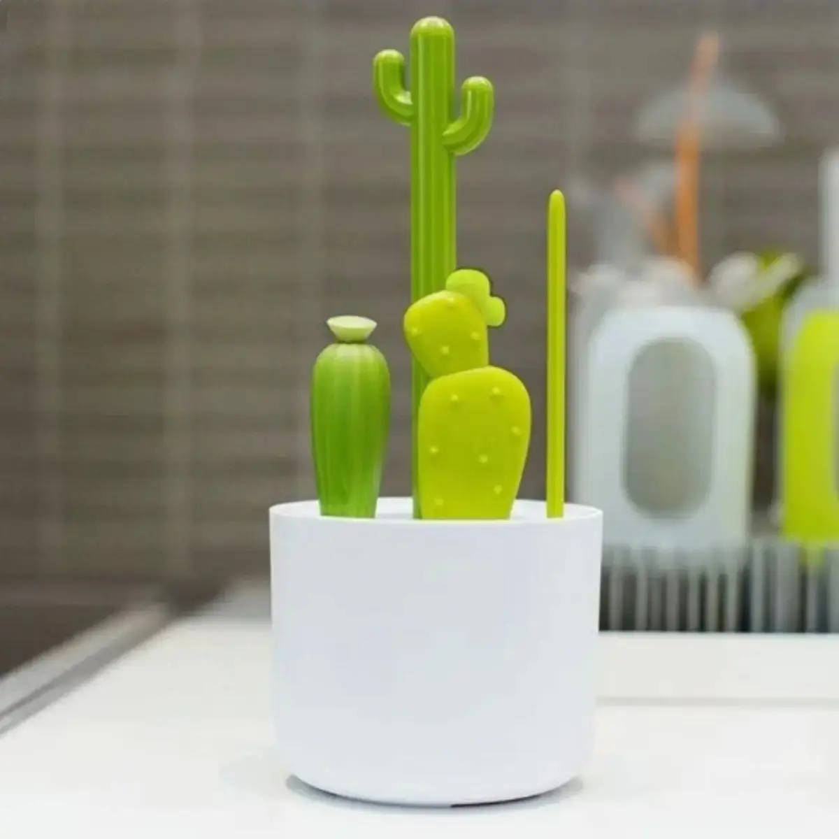 Cactus Bottle Cleaning Brush Set - Includes Bottle Brush, Nipple Brush, Detail Brush, and Straw Brush - Bottle Brush Set for Bottle Drying Rack,Multifunctional Cleaning Brush Set, Full-Angle Cleaning - 4 Count