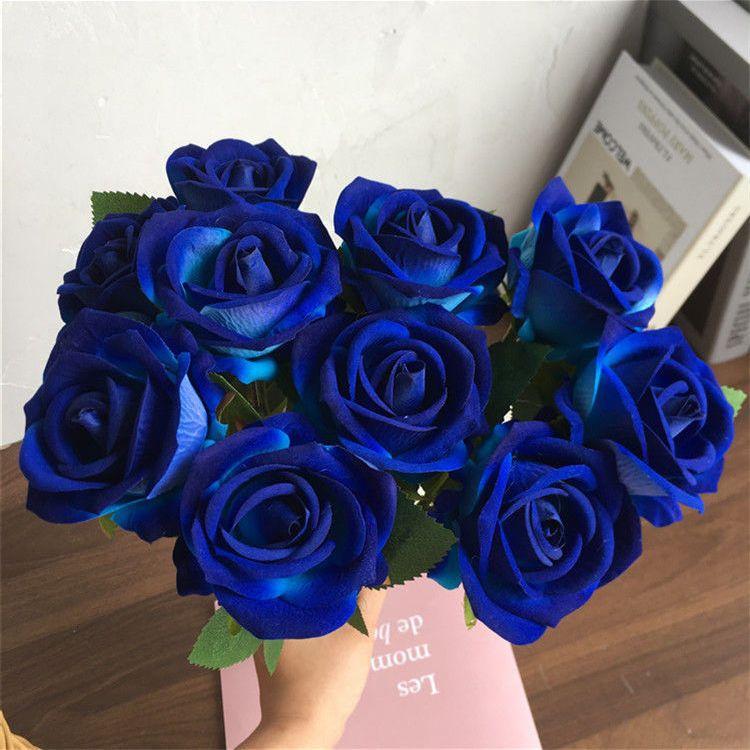 12 pcs Velvet rose artificial flower rose waterfall Valentine's Day fake flowers home wedding decoration popular photo spot rose
