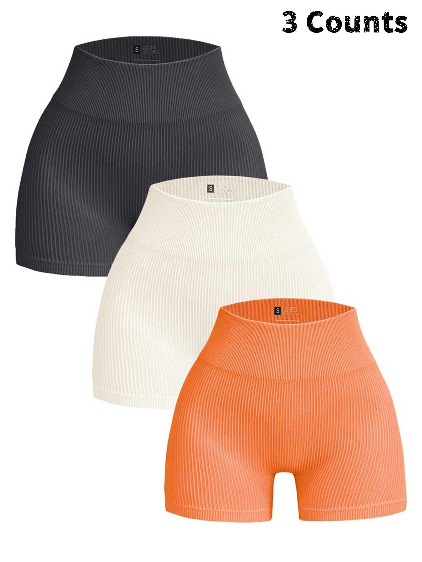 Women's Solid Color High Waist Ribbed Sports Shorts, High Stretch Comfortable Breathable Quick Drying Skinny Shorts for Yoga Gym Workout Running, Gym Exercise Activewear