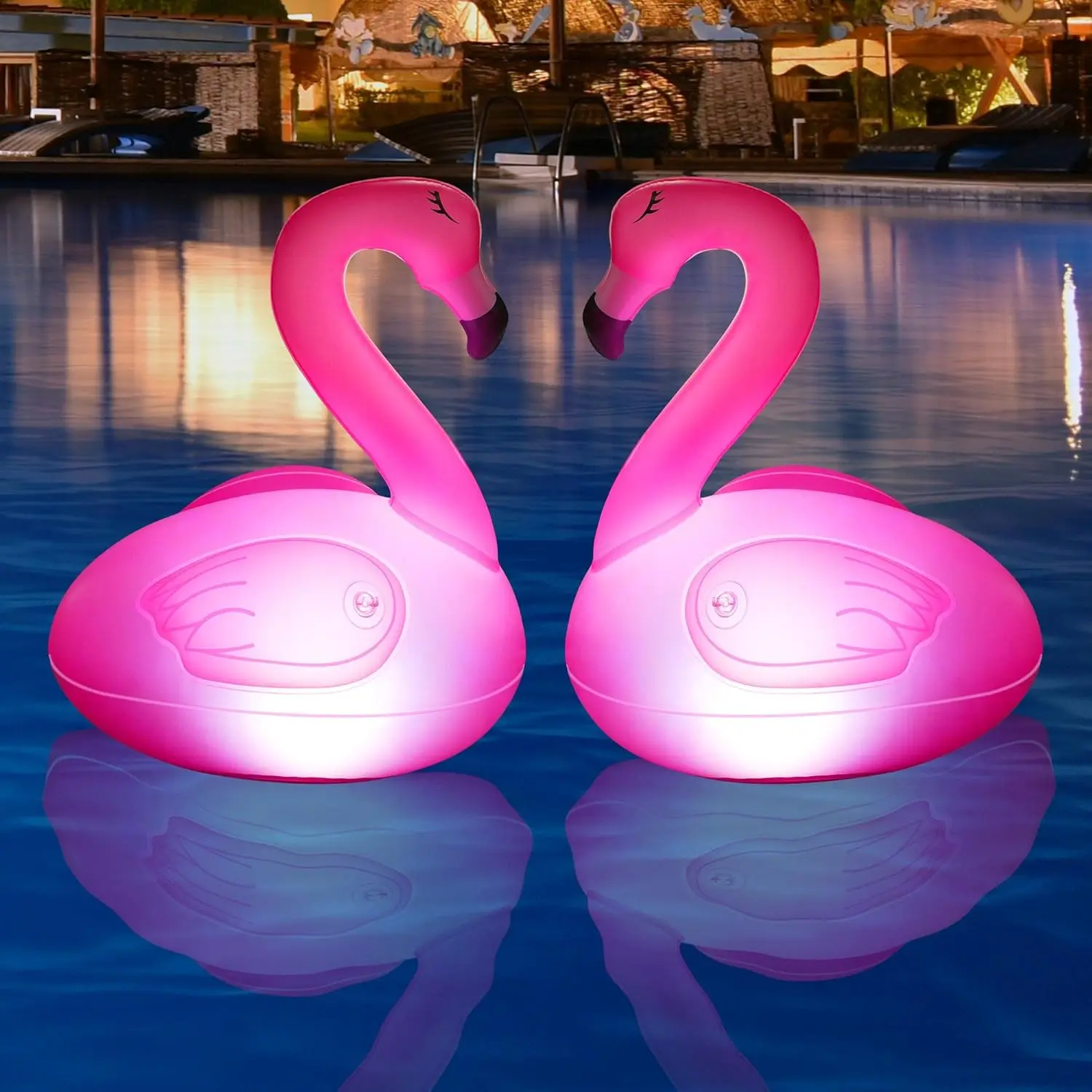 Floating Pool Lights, 2 Packs Solar Flamingo Pool Lights that Float, Waterproof Glow in The Dark Inflatable Solar Powered Flamingo Light for Swimming Pool, Party, Garden, Patio, Outdoor Decor