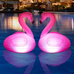 Floating Pool Lights, 2 Packs Solar Flamingo Pool Lights that Float, Waterproof Glow in The Dark Inflatable Solar Powered Flamingo Light for Swimming Pool, Party, Garden, Patio, Outdoor Decor