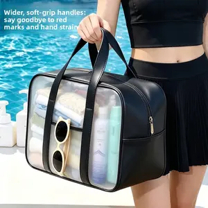 Transparent Swim Bag for Vacations and Beach Trips-Large Capacity Cosmetic and Toiletry Tote