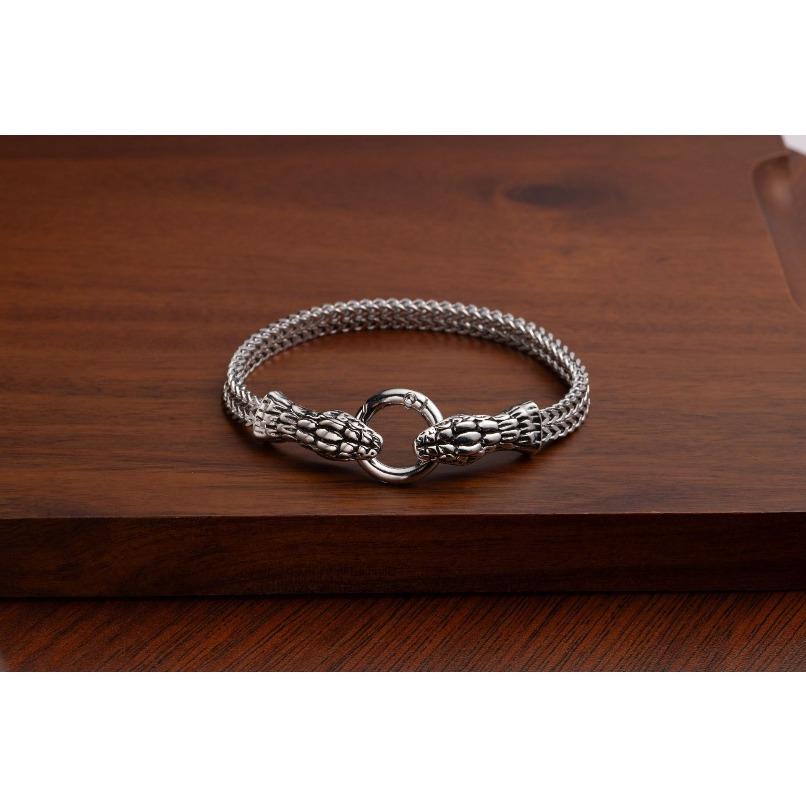 2026 New Men's Retro Punk Stainless Steel Bracelet, Snake Beast & Skull Designs, Perfect Valentine's Day Gift for Him