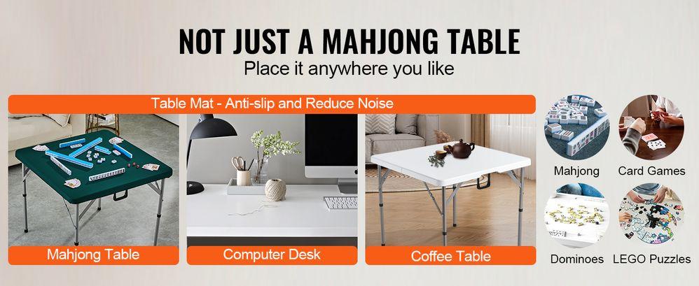 VEVOR Mahjong Table Fold-in-Half 4 Player Card Table & Wear-Resistant Tabletop